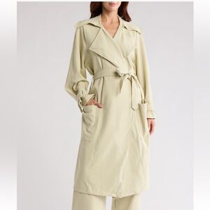 New Topshop Women Trench Long Coat Jacket Cream Oversized 2 S